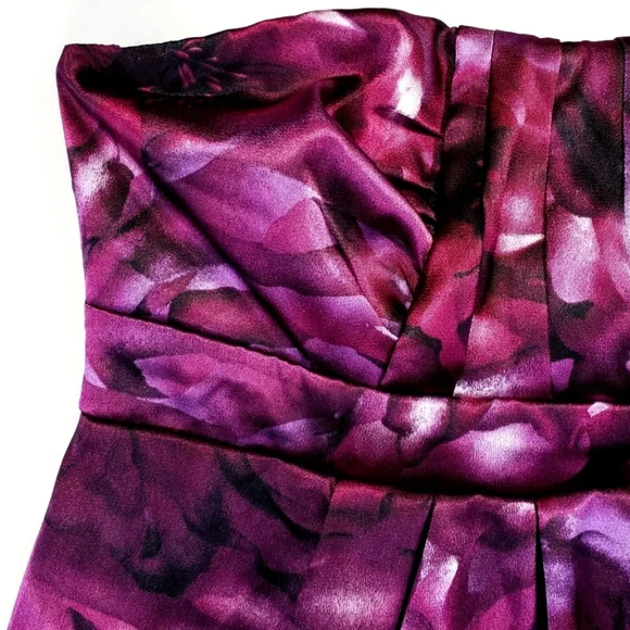 EUC Studio Y Floral Y2K Strapless Corset Top Back Zip Purple/Pink Sz. L - Picture 3 of 7